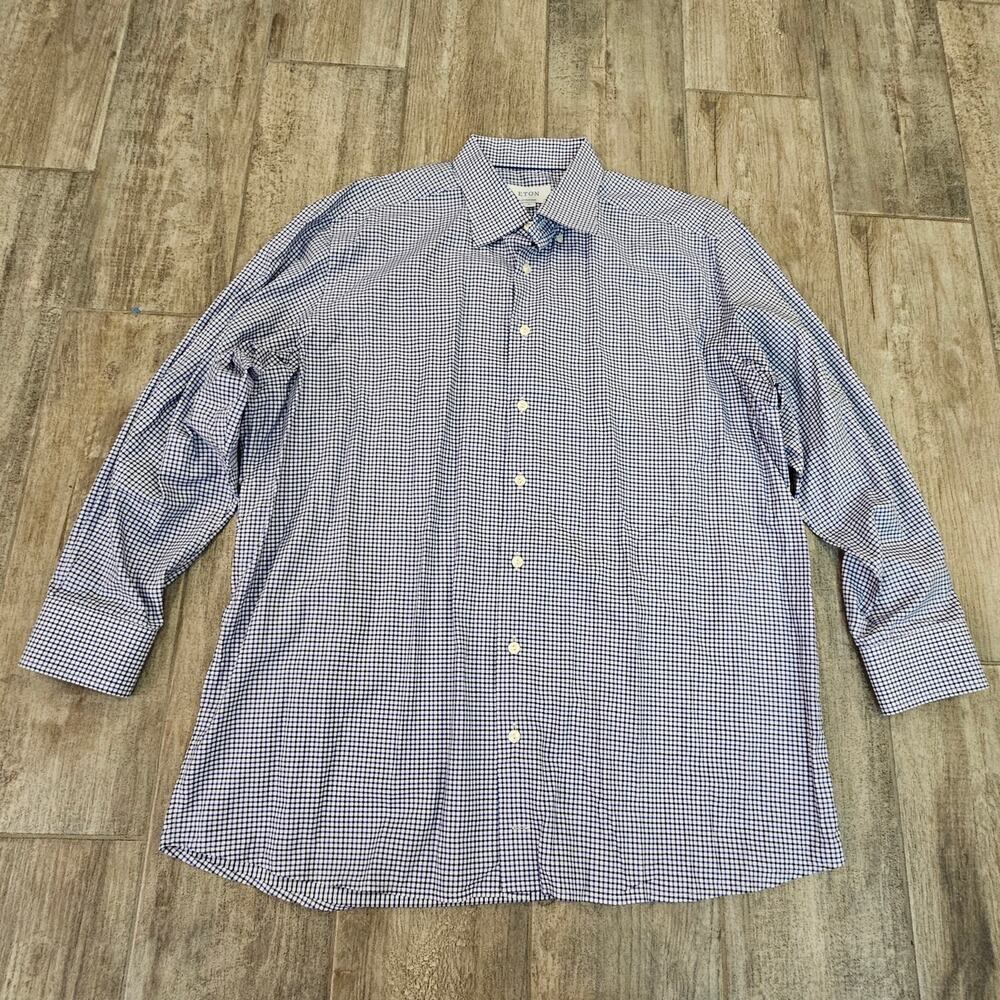 Eton Signature Oxford Shirt Mens 3XL Blue White Micro-Check Button-Down Business
